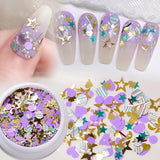 Daiiibabyyy Nail Art Decorations Purple Star Mixed Sequins Heart Round Shape Colorful Multi-function Glitter Powder Sequins Nail Accessories
