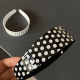 Daiiibabyyy  French Polka Dot Daily Acetate Wide Headband Black White Minimalist Fashion Y2K Ins Niche Sweet Cute Women Hair Accessories