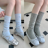 DAIIIBABYYY  -  2pairs Lolita Bow Black White Socks JK Japanese Style Bandage Bowknot Kawaii Sock Women Sweet Girls Cute Cotton Long Socks Sox