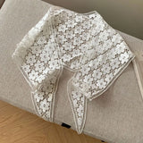 Daiiibabyyy  Retro Floral Printed Lace Triangle Scarf Transparent Embroidered Lace Head Scarf Thin Scarf Accessories Lace Headband Party