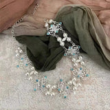 Daiiibabyyy  Cool Sweet Pearl Beads Choker Hollow Wide Pearl Metal Necklace Temperament Jewelry Accessory Women Collarbone Chain Party
