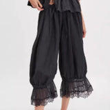 Daiiibabyyy  New Hollow Lace Tie Home Wear Cropped Pants Women's Autumn Fashionable And Elegant Comfortable Skin-Friendly Daily Pajama Pants
