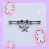 DAIIIBABYYY  -  1PC Customized Star Industrial Piercing Barbell with Acrylic Beads Diy Stainless Steel Ear Piercing Cartilage Body Piercing 14G