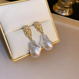 Daiiibabyyy  French Elegant Temperament Imitation Pearl Drop Shaped Long Earrings Party Premium Accessories for Womens Fashion Luxury Jewelry