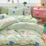 DAIIIBABYYY  -  New Little Fresh Pure Cotton Four Piece Set with 40 Thread Count All Cotton Bedding Ins Bed Sheet and Quilt Set with 4