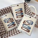 Daiiibabyyy  Retro Morandi Plaid BB Hair Clips Korean Style Early Autumn Daily Side Bang Clip Nape Baby HairClips for Women and Girls 1 Set