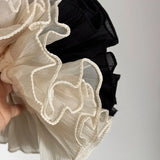 DAIIIBABYYY  -  Solid Color Oversized Wide-Brimmed Hair Band High-Grade Temperament Pleated Simple Ponytail Head Rope FrenchLarge Intestine Ring