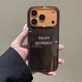 Daiiibabyyy  Vortex pattern IND deep brown minimalist English phone case with hanging rope for iPhone 11 12 13 14 15 16 17 Pro Max
