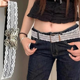 Daiiibabyyy  New Korean White Floral Lace Waist Belt Adjustable All-match Fashion Waistband for Women Waist Belts Strap Decor Accessories