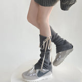 DAIIIBABYYY  -  Korea Women Y2K Ballet Tie Bow Knit Leg Socks Strap Pink Leg Warmers Long Calf Sweet Japanese Leg Covers Clothing Accessories