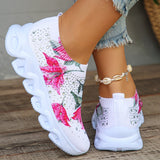 Daiiibabyyy  Flower Breathable Knitted Flats Women Autumn Comfort Soft Sole White Sneakers Woman Slip-On Flat Heels Platform Sport Shoes