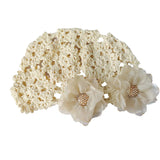 Daiiibabyyy  Girl's Cute Hats Korean Style Retro Pearl Flower Pullover Hat Featuring Knitted Hollowed Out Hook Flower Cap Knitted Bucket Hats
