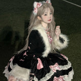 DAIIIBABYYY  -  Japan Sweet Lolita Jsk Dress Gothic Women Lace Bow Ruffles Tea Party Dresses Summer Girls Kawaii Y2k Punk Suspender Dress