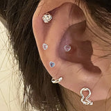 Daiiibabyyy  Mini Colorful Heart Ear Cartilage Piercing Lobe Stud Earring for Women Y2k Accessories Tragus Rook Helix Flat Ear Jewelry KAE312