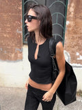 Daiiibabyyy  Women's Casual Slim Fit Sleeveless Top V-neck Sleeveless Patchwork Fashion Pullover Spring Summer New In Chic Tops