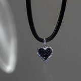 Daiiibabyyy New Classic Gothic Black Leather Choker Torques Heart Pendant Necklaces For Women Elegent Fashion Jewelry Valentine's Gifts