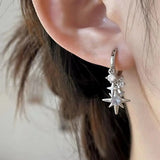 Daiiibabyyy  New Rhinestone Stars Pendant Earrings Dangle Small Zircon Hoop Earrings Blue Crystal Ear Bone Nail Earring Gifts