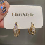 Daiiibabyyy  Elegant Artificial Zircon Inlaid Hoop Earring for Women Golden Trendy All-match & Exquisite Classic Huggies Jewelry Gifts