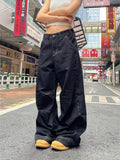 Daiiibabyyy  Grunge Black Jeans Women Y2k Vintage Oversized High Street Wide Cargo Denim Trousers Casual Baggy Straight Denim Pants