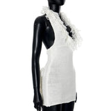 DAIIIBABYYY  -  Knitted Fringe Halter Dress Women Elegant Sexy Mini Dress Luxury Bodycon Sweater Dress Autumn Clothes Tassel Crochet Dress