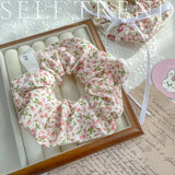 DAIIIBABYYY  -  French Fashion Plaid floralScrunchies for Hair  bow ribbon French girlish ponytail tie hair accessory versatile Hair ties