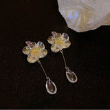 Daiiibabyyy  Vintage Acrylic Transparent Flower Glass Water Drop Dangle Earrings Fairy Temperament Jewelry Party Holiday Gifts