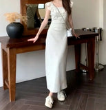 DAIIIBABYYY  -  French Little Flying Sleeve Strap Dress For Women Summer New Gentle Stylish Waist Hugging Slimming Fit Ankle-Length Dresses