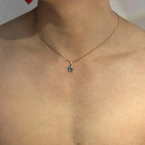 Daiiibabyyy  Anniversary Waterproof Blue Eyes Choker Chain Durable Titanium Eye Necklace Stylish Minimalist Design Demon Eye Earrings Daily
