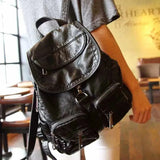 Daiiibabyyy  Pu Soft Leather Solid Backpack Vintage Y2k Aesthetic All Match Schoolbags Casual Simple Ins Backpacks for Women Students Fashion