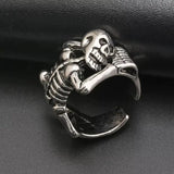 Daiiibabyyy  Men Women Vintage Thai Silver Skull Skeleton Finger Rings Punk Gothic Fashion New Jewelry Couple Gift Party Rock anillos mujer