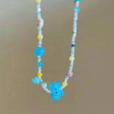 DAIIIBABYYY  -  Summer Ceramic Blue Starfish Shell Pendant Beaded Necklace For Women Y2K Aesthetic Charm Boho Beach Ocean EMO Accessories