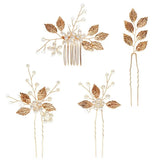 Daiiibabyyy  4-Piece Set Silver Leaf Forest Style Hair Comb and Hairpin Set, Elegant Style, Suitable for Bride Wedding / Bridesmaid Styling
