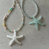 Daiiibabyyy  Y2K Large Resin Star Starfish Beads Pendant Necklace for Women Trendy Summer Beach Vacation Jewelry On Neck Accessories Female