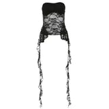 DAIIIBABYYY  -  Summer Strapless Tank Tops 2024 Summer Japan Style 2000s Clothes Y2k Irregular See Through Sheer Women Corset Top Chic