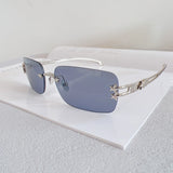 Daiiibabyyy  Korean Style Sunglasses for Women Rectangle Shape Rimless Y2K Hot Sexy Women's Sun Glasses Rhinestone Outdoor Sunglass