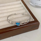 Daiiibabyyy  Y2K Blue Peach Heart Zircon Bracelet For Women Simple Crystal Cross Star Irregular Geometric Bracelet  Aesthetic Jewelry