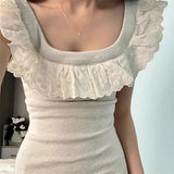 DAIIIBABYYY  -  French Little Flying Sleeve Strap Dress For Women Summer New Gentle Stylish Waist Hugging Slimming Fit Ankle-Length Dresses