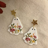 Daiiibabyyy  Punk Halloween Ghost Earrings Acrylic Cartoon Flower Drop Dangle Earring For Women Exquisite Polymer Clay Fashion Jewelry Gifts