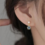 Daiiibabyyy  Elegant Imitation Pearl Flower Stud Earrings for Women New Trend Temperament Dangle Earring Party Jewelry Gifts
