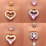 Daiiibabyyy  Y2K Body Jewelry Stainless Steel Wing Heart Belly Button Rings Sexy Accessory Charms Belly Button Ring Shining Crystal Piercing