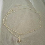 Daiiibabyyy  Bohemian Minimalist Starfish Charm Geometric Double-layer Sexy Waist Chain Women Beach Vacation Fashion Jewelry Body Chain