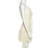 DAIIIBABYYY  -  New Women's Solid Color Slim Fit High Waist Fashionable Hanging Neck Sexy Backless Dress