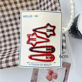 Daiiibabyyy  Retro Morandi Plaid BB Hair Clips Korean Style Early Autumn Daily Side Bang Clip Nape Baby HairClips for Women and Girls 1 Set