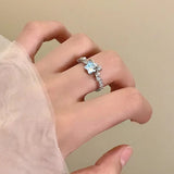 Daiiibabyyy  New Blue Planet Star Moon Rings for Women Zircon Rhinestone Pearl Open Finger Rings Sweet Party Y2K Jewelry 2000S Girls Gifts