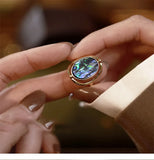 Daiiibabyyy  Oval Shell Open Rings for Women Retro Fashion Exquisite Temperament Index Finger Ring Light Luxury High-end Hand Jewelry Gifts