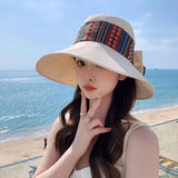 DAIIIBABYYY  -  National Style Spring and Autumn New Hat Women's Travel Folding Fisherman's Hat Sun Protection Sunshade Hat Large Brim Sun Hat