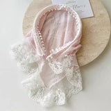 Daiiibabyyy  Lace Flower Elegant Lace Women Flower White Pink Sweet Triangle Scarf Thin Breathable Ribbon Artistic Style Travel Photo Decora