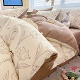 DAIIIBABYYY  -  Bedding Class A All Cotton Face Mask Dormitory Skin friendly Fresh Bed Sheet and Quilt Cover Pure Cotton Four piece Set Three
