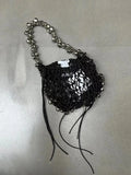 Daiiibabyyy New Crochet Beach Handbag for Girls Summer Straw Rope Hollow Out Hand Woven Totes Bag Women Hollow Knitting Handbag