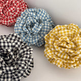 Daiiibabyyy  Women's Hair Claw Clip Checkered Yellow Rose Exquisite Grab Clip Hair Grab High End Korean Hair Accessory Flower Head Accessory